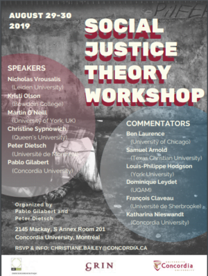 Social Justice Theory Workshop @ Room 201, S Annex, Sir George Williams Campus, Concordia University, Philosophy Department
