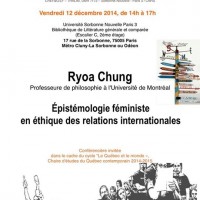 Épistémologie féministe en éthique des relations internationales Conference Ryoa