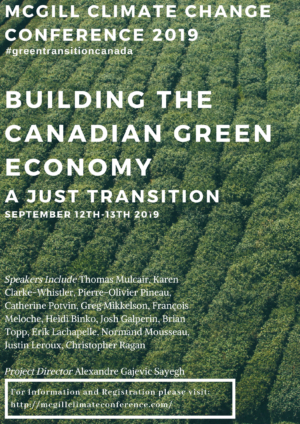Building the Canadian Green Economy. A Just Transition @ Ballroom, McGill Faculty Club